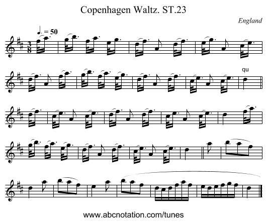 Copenhagen Waltz. ST.23 - staff notation