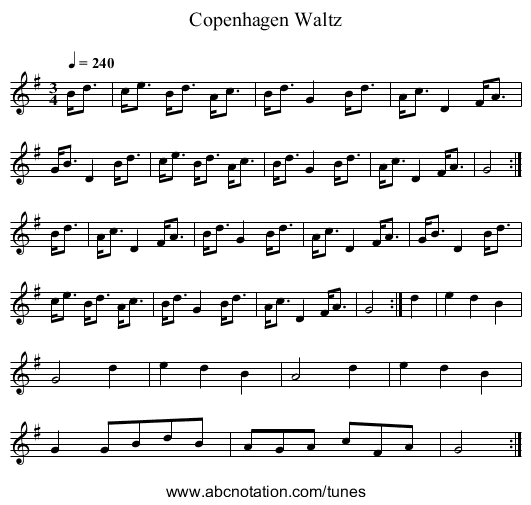 Copenhagen Waltz - staff notation