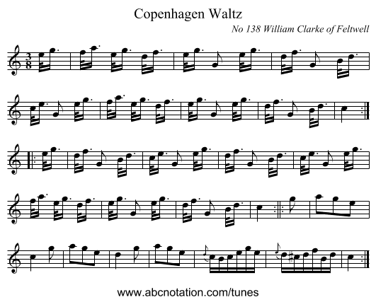 Copenhagen Waltz - staff notation