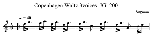 Copenhagen Waltz,3voices. JGi.200 - staff notation