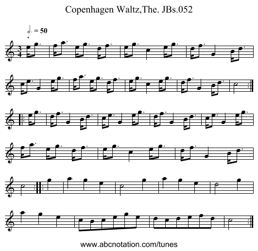 Copenhagen Waltz,The. JBs.052 - staff notation