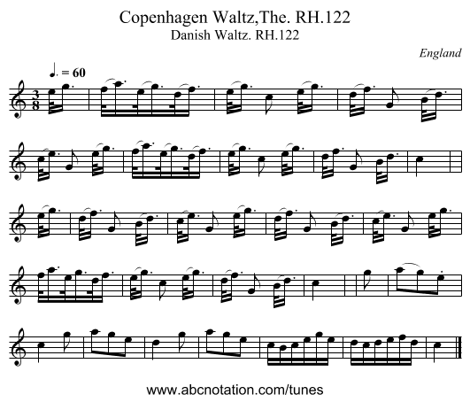 Copenhagen Waltz,The. RH.122 - staff notation