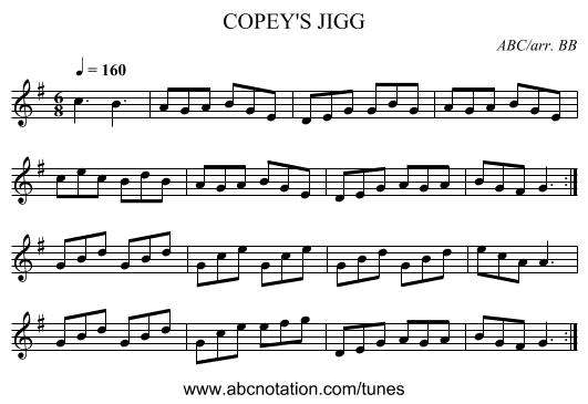 COPEY'S JIGG - staff notation