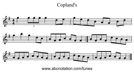 Copland's - staff notation