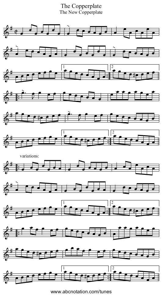 Copperplate, The - staff notation