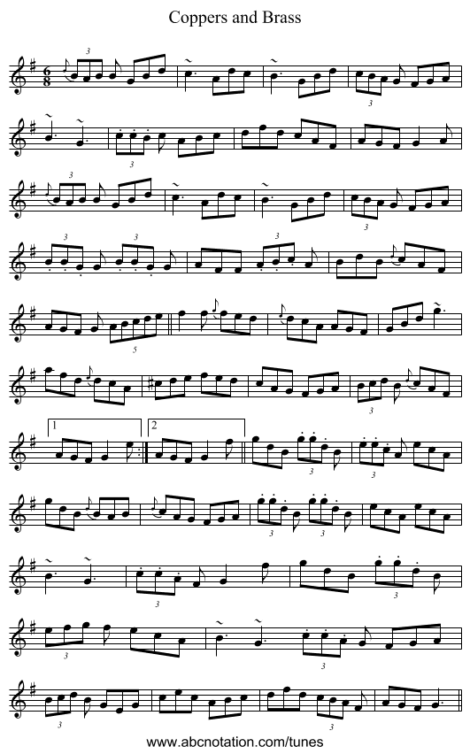Coppers and Brass - staff notation
