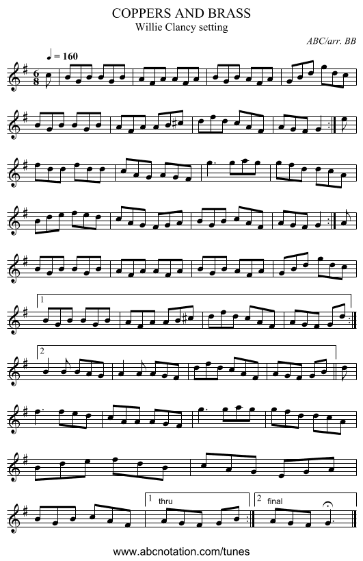 COPPERS AND BRASS - staff notation