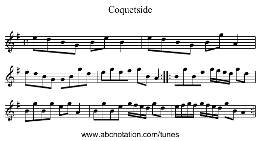 Coquetside - staff notation