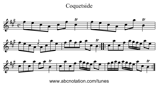 Coquetside - staff notation