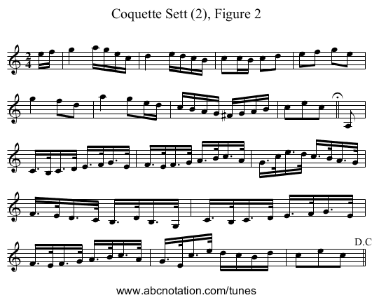 Coquette Sett (2), Figure 2 - staff notation