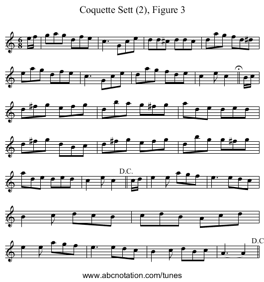 Coquette Sett (2), Figure 3 - staff notation