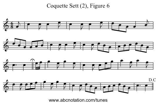 Coquette Sett (2), Figure 6 - staff notation
