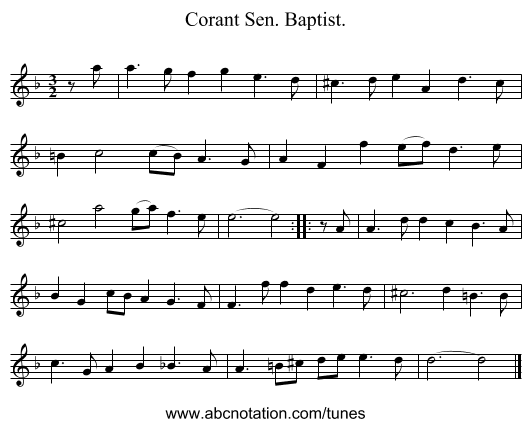 Corant Sen. Baptist. - staff notation