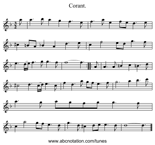 Corant. - staff notation