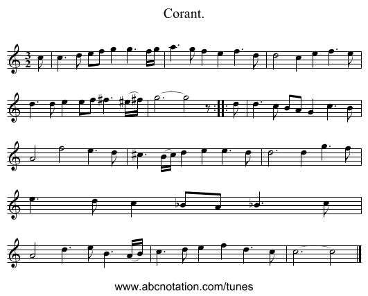 Corant. - staff notation