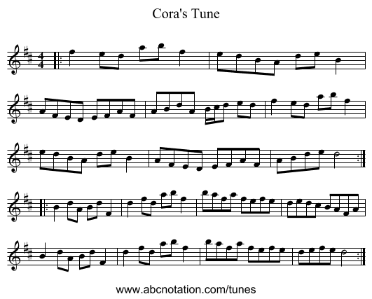 Cora's Tune - staff notation