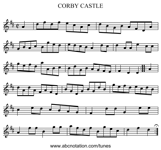 CORBY CASTLE - staff notation