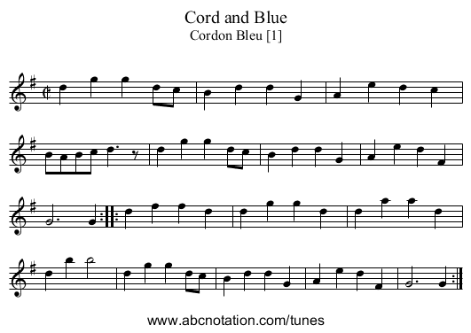 Cord and Blue - staff notation