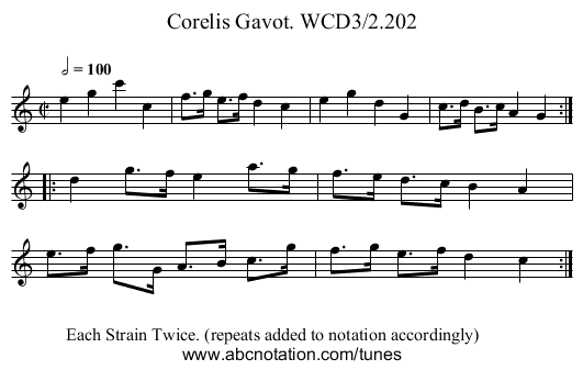 Corelis Gavot. WCD3/2.202 - staff notation