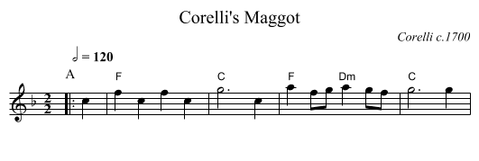 Corelli's Maggot - staff notation