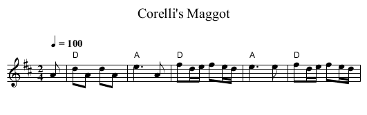 Corelli's Maggot - staff notation