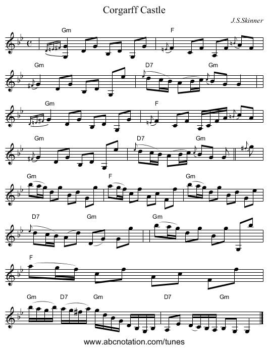 Corgarff Castle - staff notation