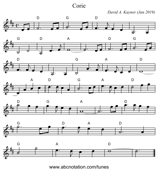 Corie - staff notation