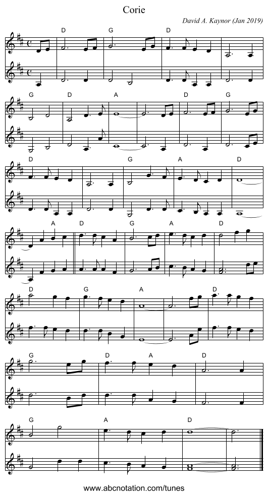 Corie - staff notation
