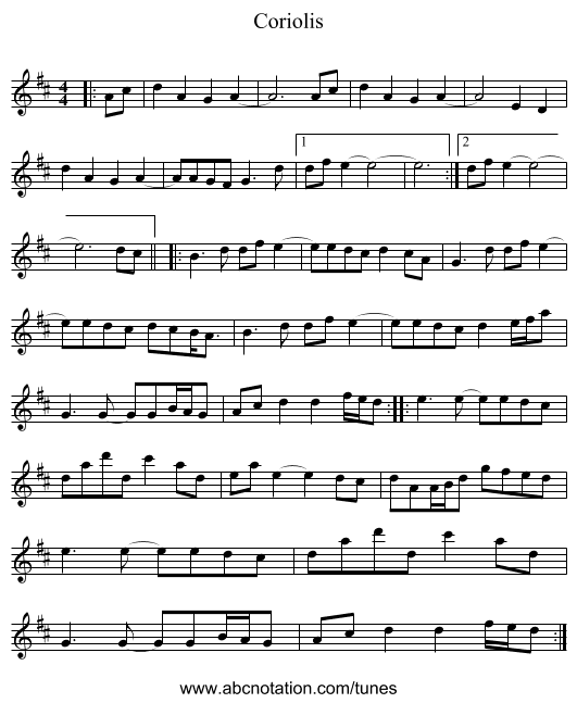 Coriolis - staff notation