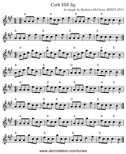 Cork Hill Jig - staff notation