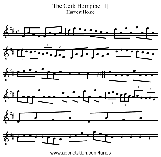 Cork Hornpipe [1], The - staff notation