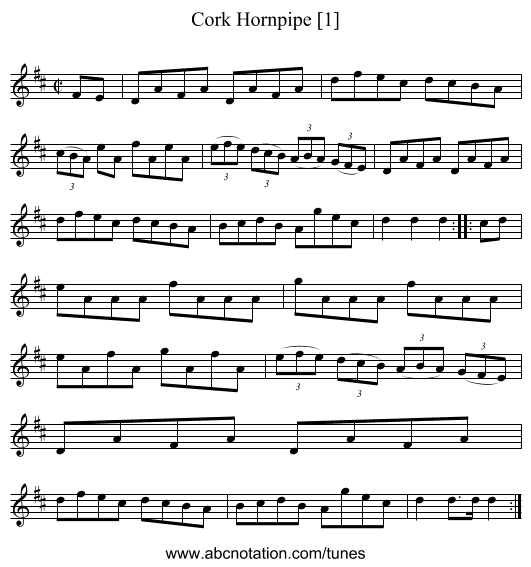 Cork Hornpipe [1] - staff notation