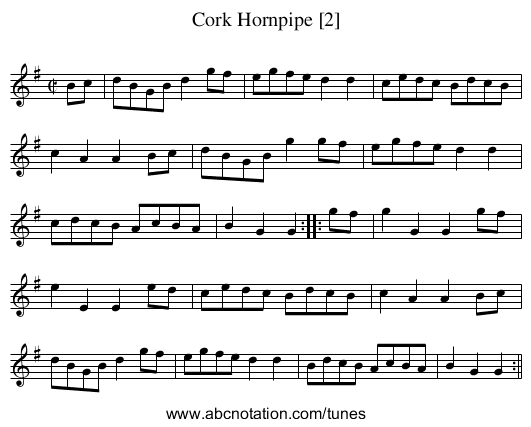Cork Hornpipe [2] - staff notation