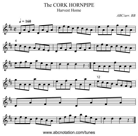 CORK HORNPIPE, The - staff notation
