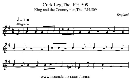 Cork Leg,The. RH.509 - staff notation