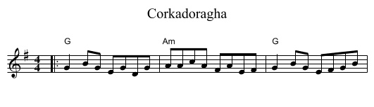 Corkadoragha - staff notation