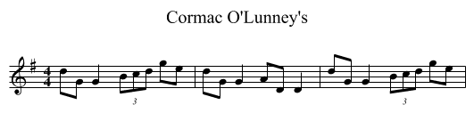 Cormac O'Lunney's - staff notation