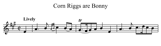 Corn Riggs are Bonny - staff notation