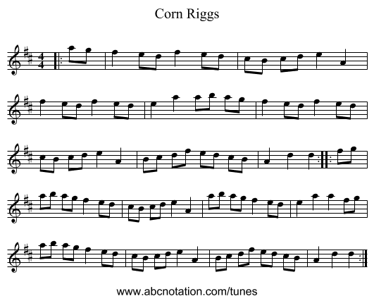Corn Riggs - staff notation