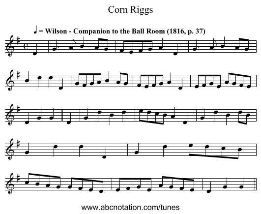 Corn Riggs - staff notation