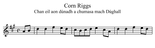 Corn Riggs - staff notation