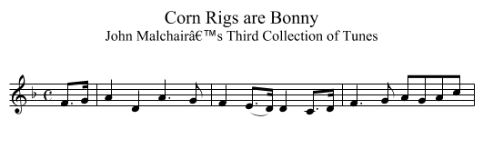 Corn Rigs are Bonny - staff notation