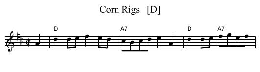 Corn Rigs   [D] - staff notation