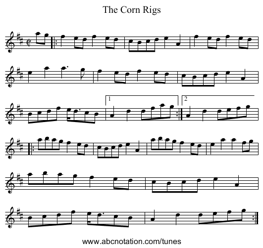 Corn Rigs, The - staff notation