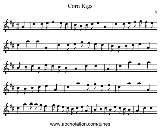 Corn Rigs - staff notation