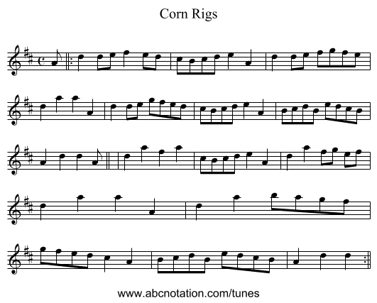 Corn Rigs - staff notation