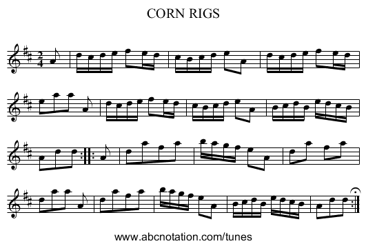 CORN RIGS - staff notation