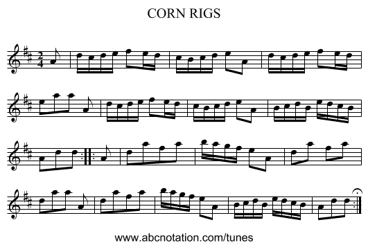 CORN RIGS - staff notation