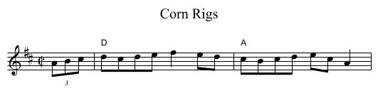Corn Rigs - staff notation