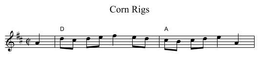 Corn Rigs - staff notation
